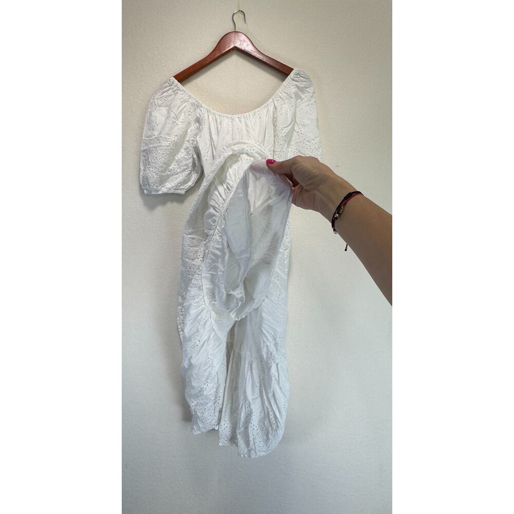 Fifteen Twenty Tiered Puff Sleeve Eyelet Dress Cotton White, Size S, Rt. $308 - Picture 12 of 12
